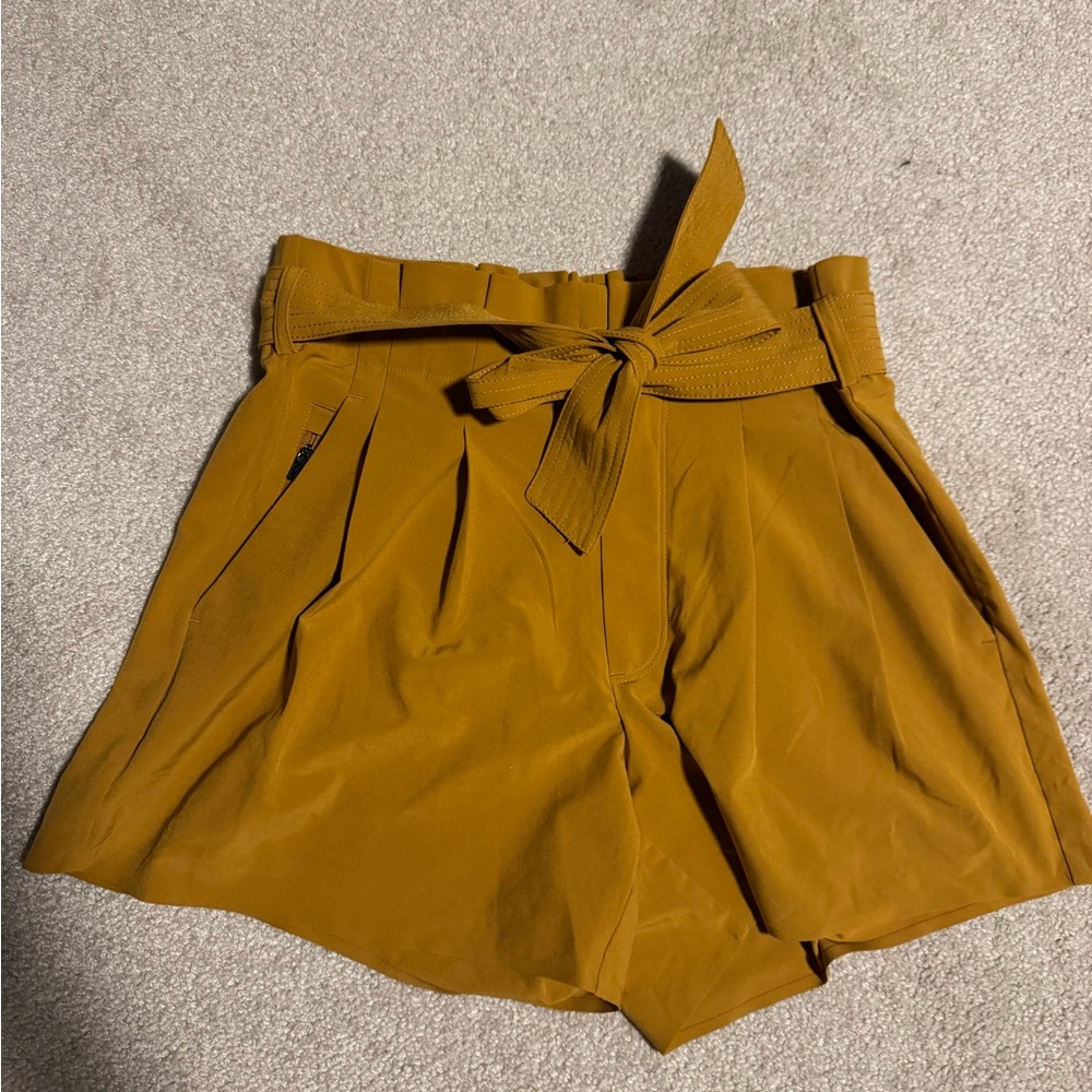 Athleta Mustard Tie-Waist Shorts